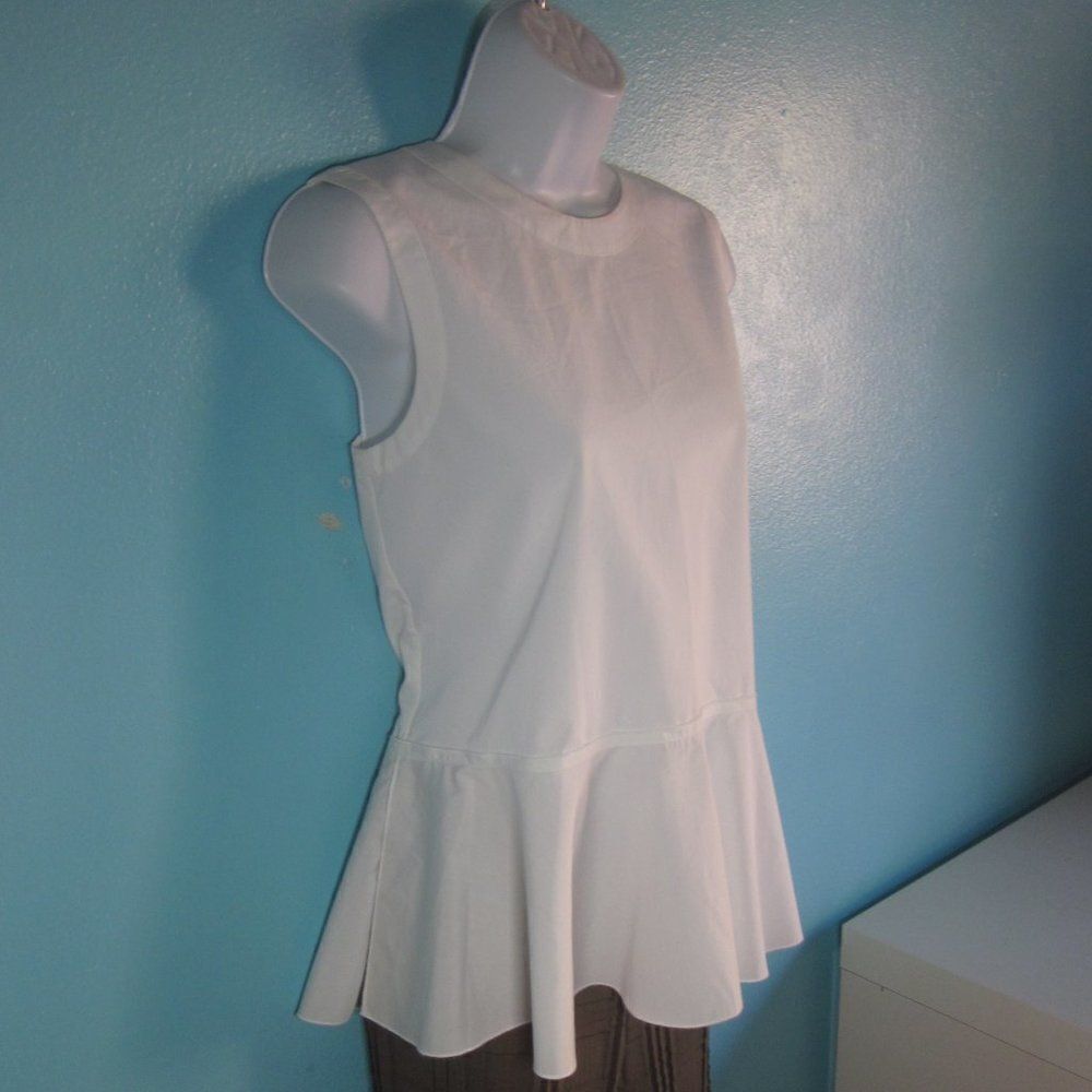 Theory Womens Size S White Cotton Peplum Work Blouse